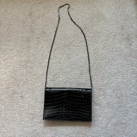 Vintage Anne Klein for Calderon black embossed going out bag with chain strap - Picture 1 of 5